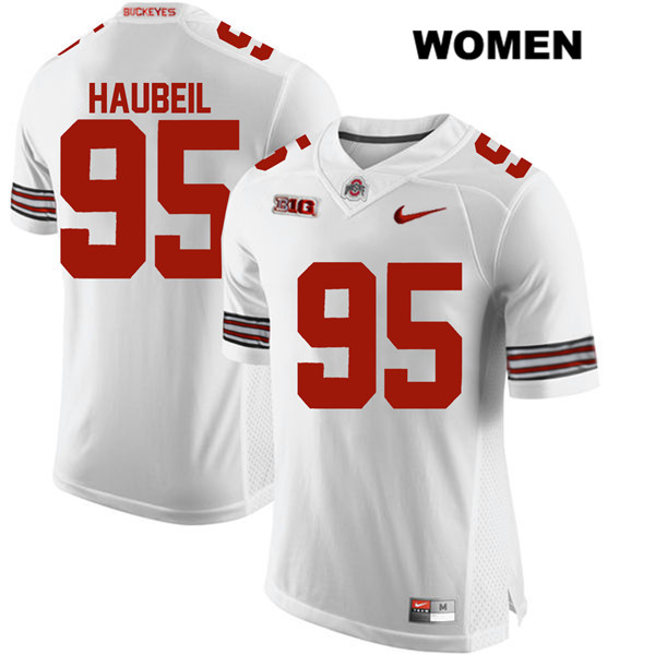 Ohio State Buckeyes Women's Blake Haubeil #95 White Authentic Nike College NCAA Stitched Football Jersey EQ19J25VK
